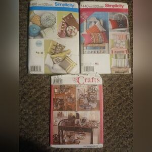 NWT 3 Simplicity Patters 2 Pillow 1 Home Decor Sewing DIY Crafts